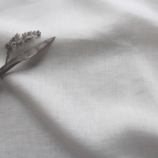 Alisa White - White 100% linen fabric for sheer linen curtains