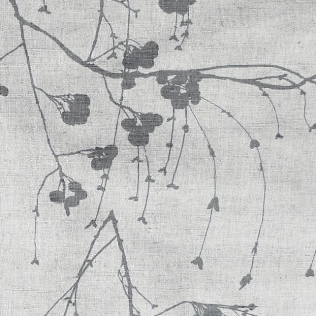 Berry Ash - Botanical Grey print on Linen Cotton fabric