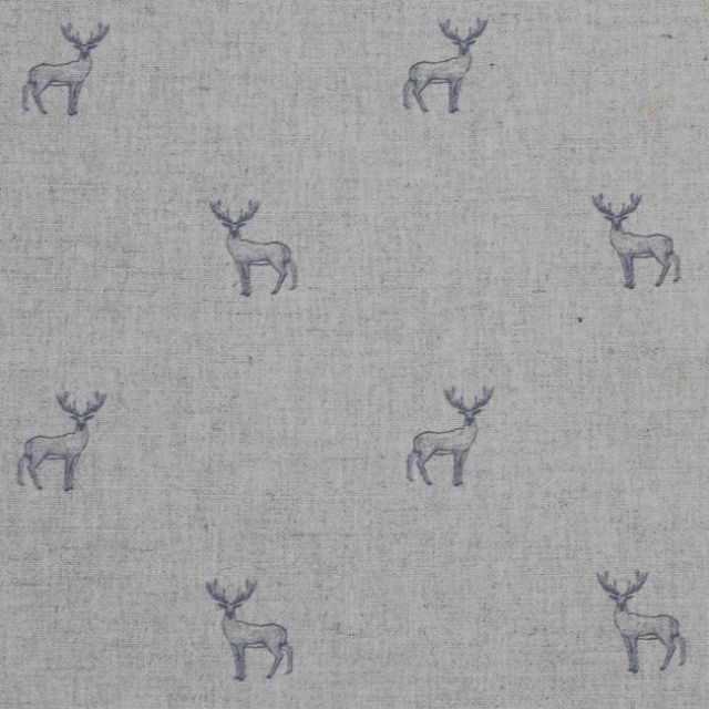 Deer Ash - Curtain fabric with grey pattern of deers