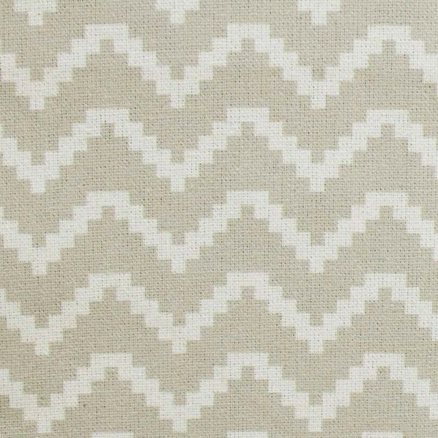 Azig Taupe Mist- Curtain fabric printed with Natural and White pattern 