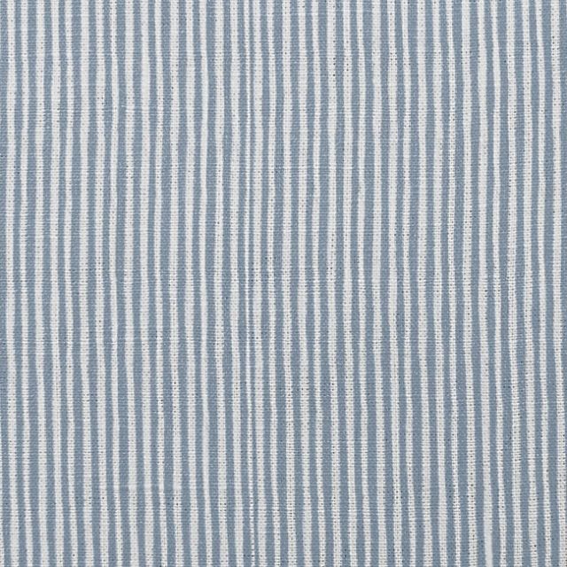 Maisa Blue Grey - Linen curtain fabric, Blue stripes