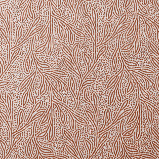 Alma Burnt Orange - Curtain fabric with Orange botanical print
