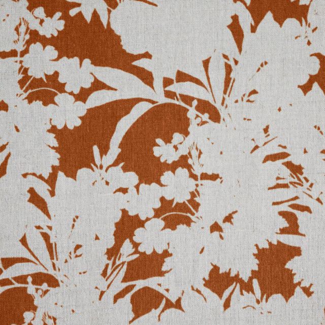 Elna Burnt Orange - Curtain fabric with Orange botanical print
