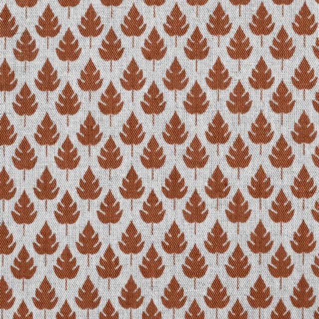 Kira-INV Burnt Orange - Curtain fabric with Orange botanical print