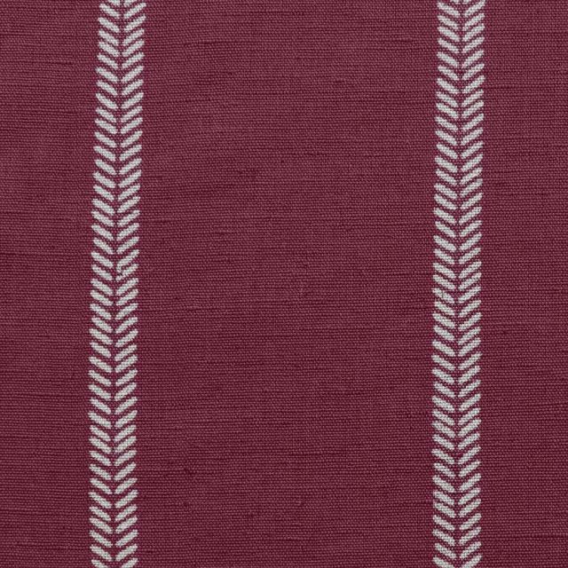 Rana Cherry- Red curtain fabric with hand drawn stripes