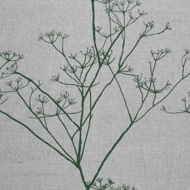 Chervil Dark Pine, Natural fabric with Green print