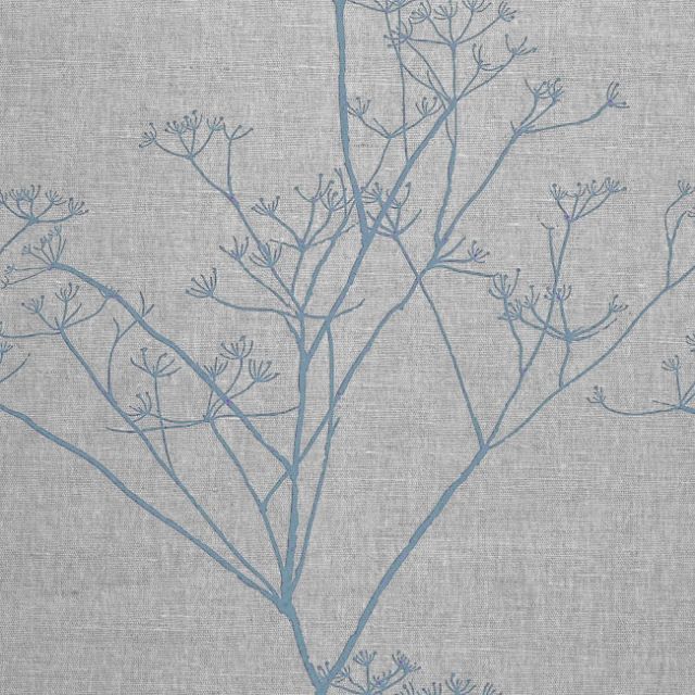 Chervil True Blue, Natural fabric with Blue print
