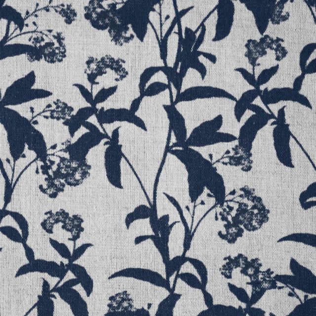 Dagne-INV Deep Blue - Curtain fabric with Dark Blue botanical print