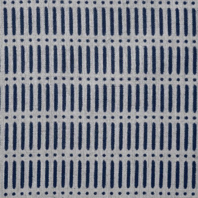 Egenia Deep Blue - Natural curtain fabric, Dark Blue abstract print