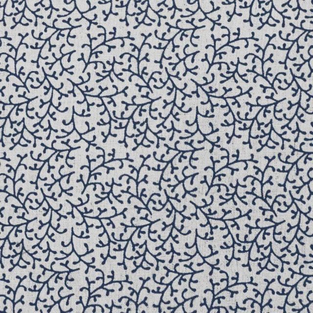 Phila Deep Blue  - Curtain fabric with Dark Blue botanical print