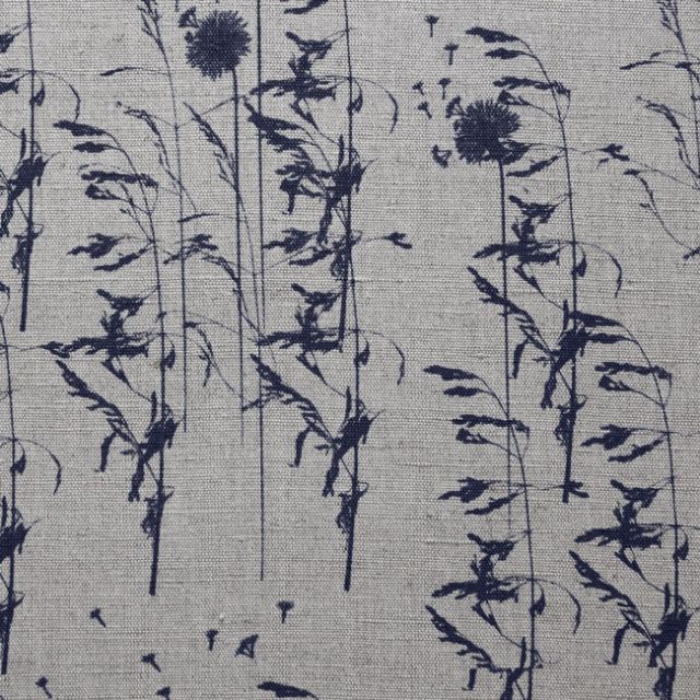 Breeze Deep Blue - Curtain fabric with Dark Blue botanical pattern