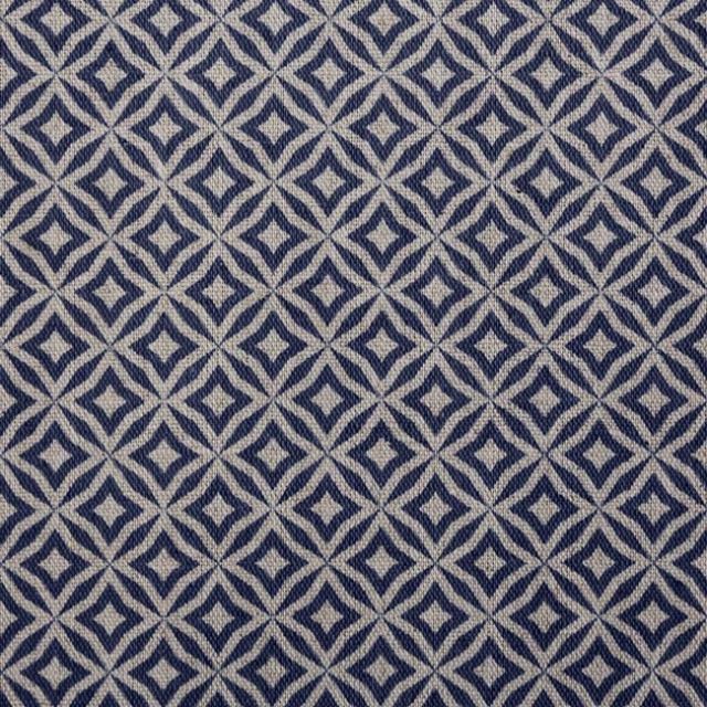Nella Deep Blue-  Fabric for curtains printed with Deep Blue