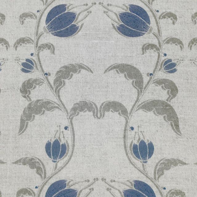 Dana Denim - Floral Blue and Grey print on Linen Cotton fabric