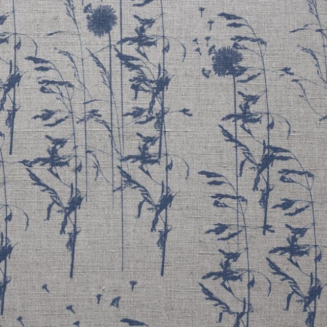 Breeze Denim - Curtain fabric with Blue botanical pattern