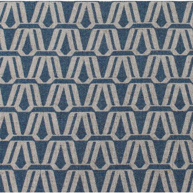 Elva Denim - Natural curtain fabric, Blue contemporary print