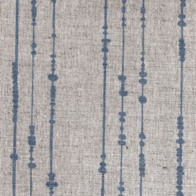 Pearls Denim - Natural curtain fabric, Blue pearls print