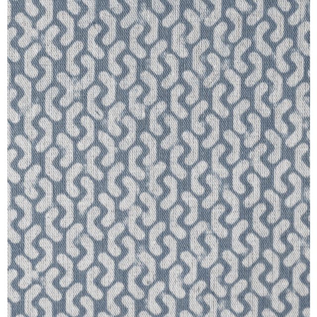 Arina Denim - Natural curtain fabric, Blue abstract print