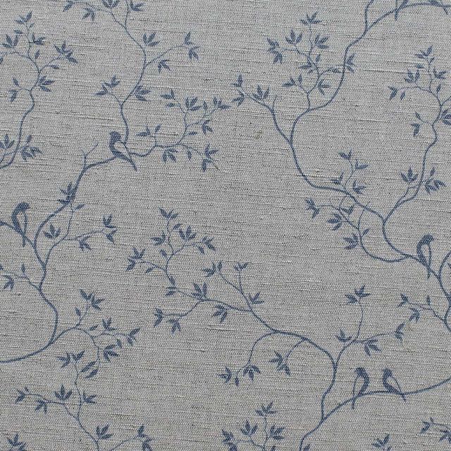 Goldfinch Denim - Curtain fabric with blue botanical print