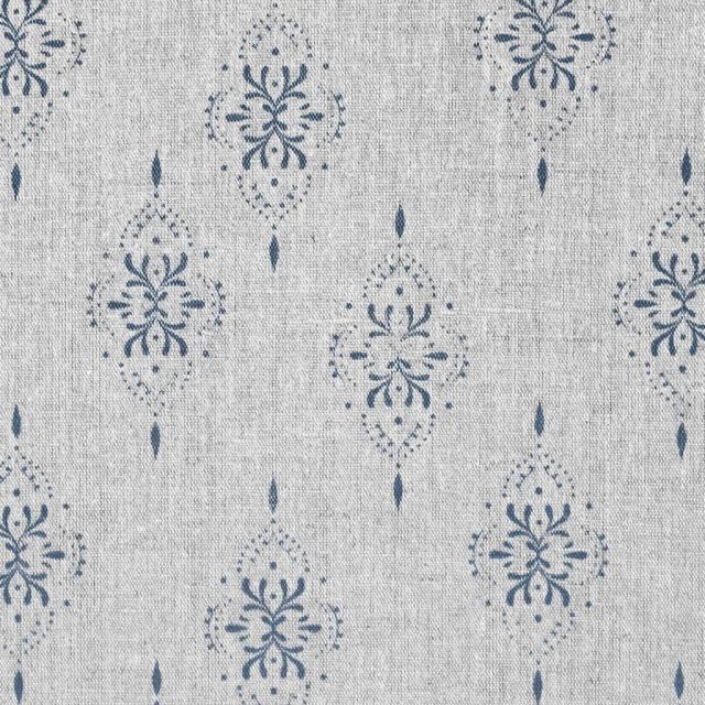 Iiris Denim - Curtain fabric with Blue abstract print