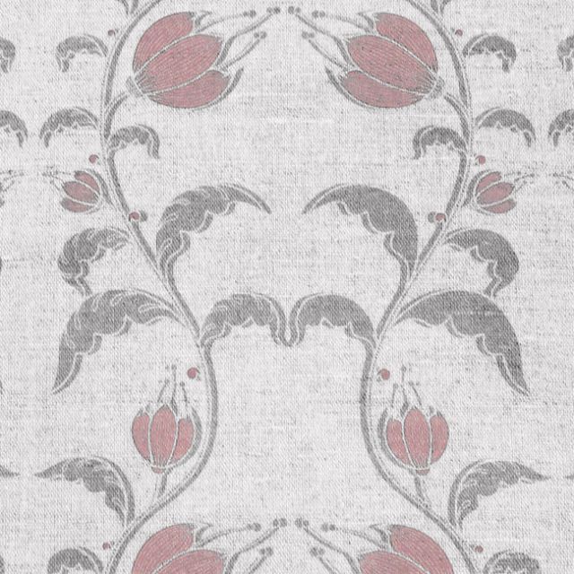 Dana Dusty Pink - Curtain fabric with pink / grey flower print