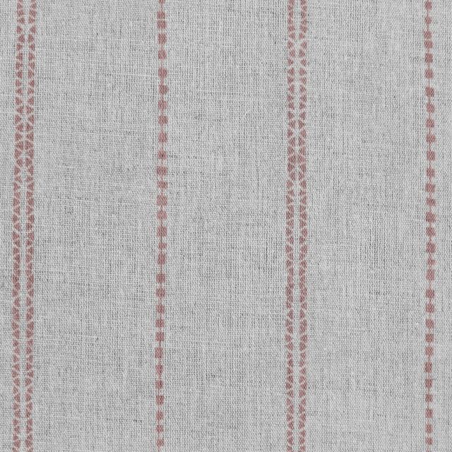 Inga-NAT Dusty Pink - Natural fabric with Pink decorative stripes, Linen Cotton mix