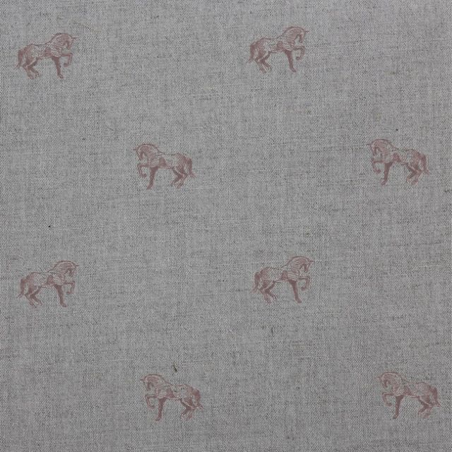 Horse Dusty Pink - Curtain fabric with pink pattern of horses