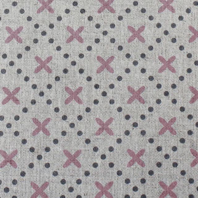 Unna Dusty Pink - Natural curtain fabric, Pink and Grey abstract print