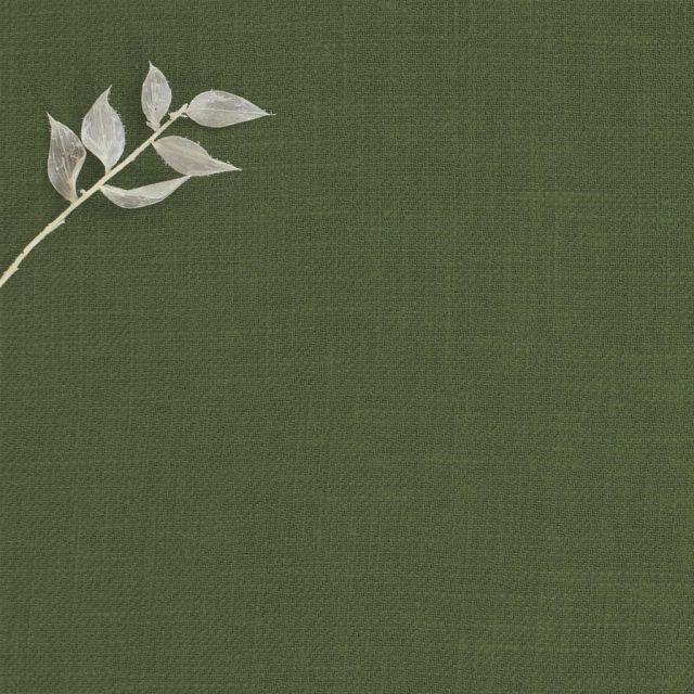 Enni Khaki - Green Linen Cotton fabric for curtains and blinds.