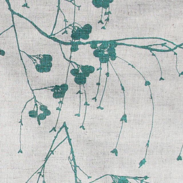 Berry Fern - Curtain fabric with Green Botanical print