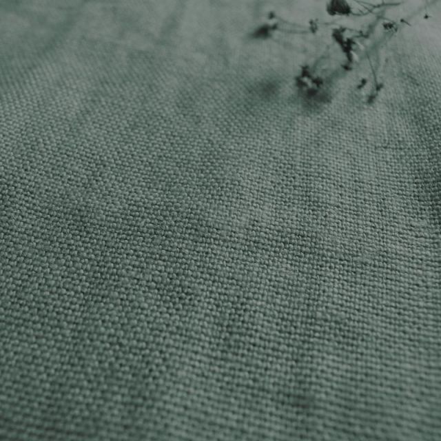 Greta River Rock - Dark Green linen fabric for upholstery