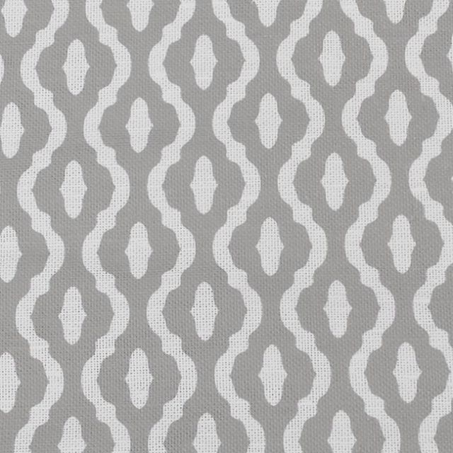 Oona Grey Sand - White linen fabric, Grey abstract print