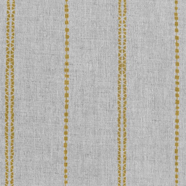 Inga-NAT Honey - Natural fabric with Yellow decorative stripes, Linen Cotton mix