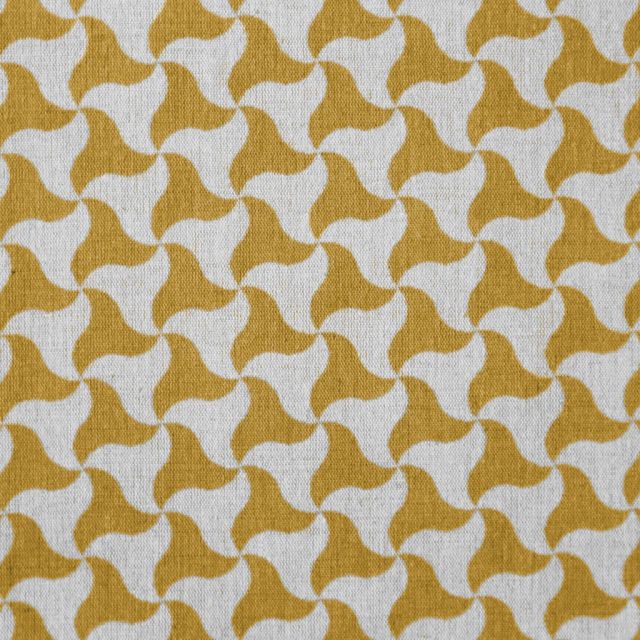 Kaja Honey  - Natural curtain fabric, Yellow abstract print