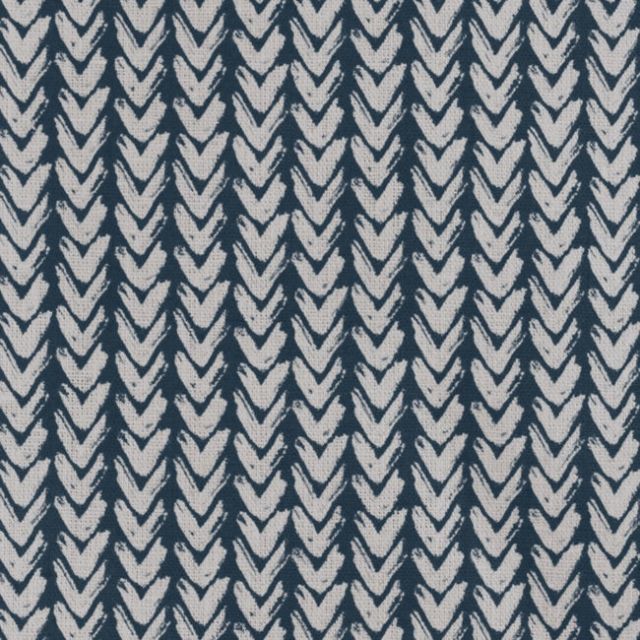 Fia Ink - Linen curtain fabric, abstract Dark Blue pattern