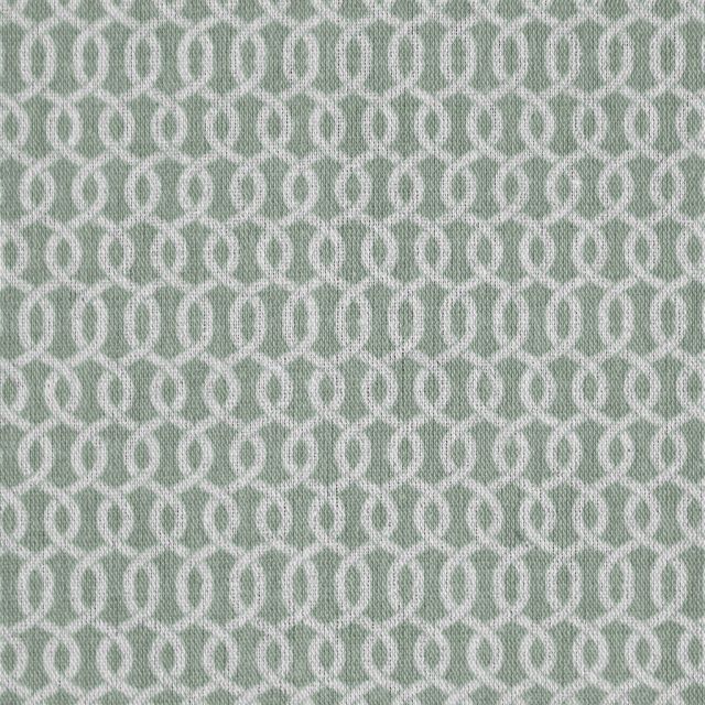 Gisla Jade Mist - Natural curtain fabric, Green-Blue abstract print