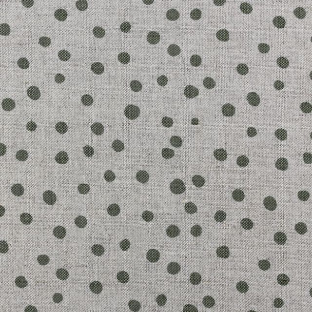Dottie Khaki - Dotted curtain fabric with Green dots 