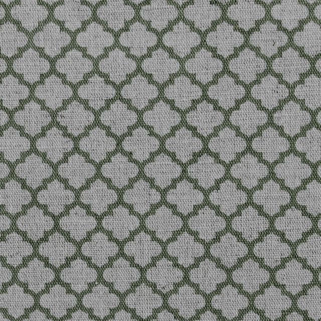 Jonna Khaki - Curtain fabric, green moroccan clover pattern