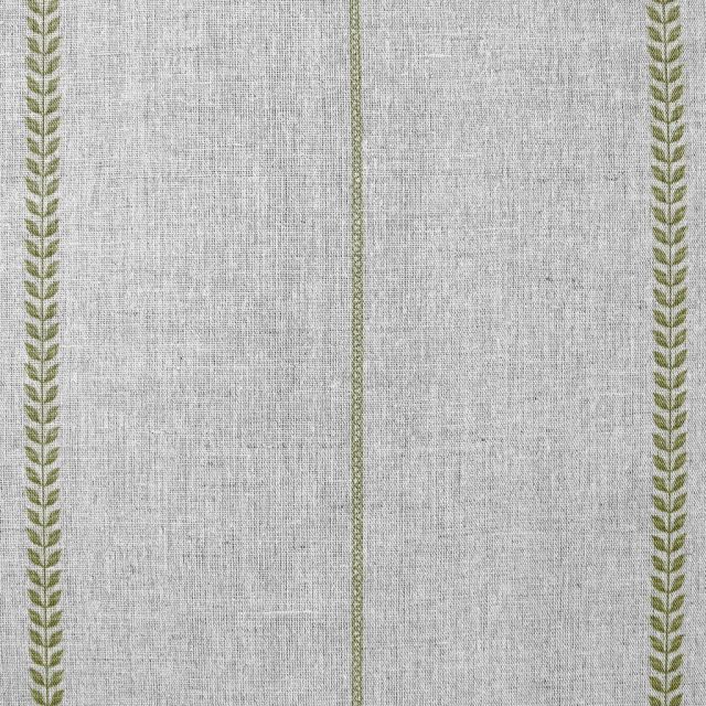 Berit-NAT Khaki - curtain fabric with Green striped print