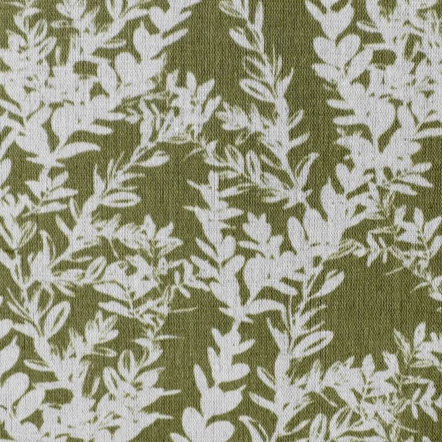 Christa-INV Khaki - Curtain fabric with Green botanical print