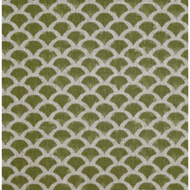 Erle Khaki - Natural curtain fabric, Green contemporary print