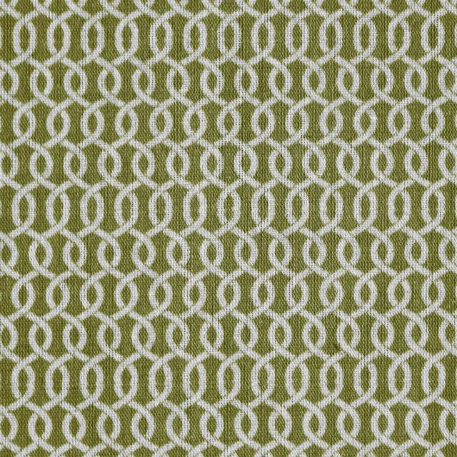 Gisla Khaki - Natural curtain fabric, Green abstract print