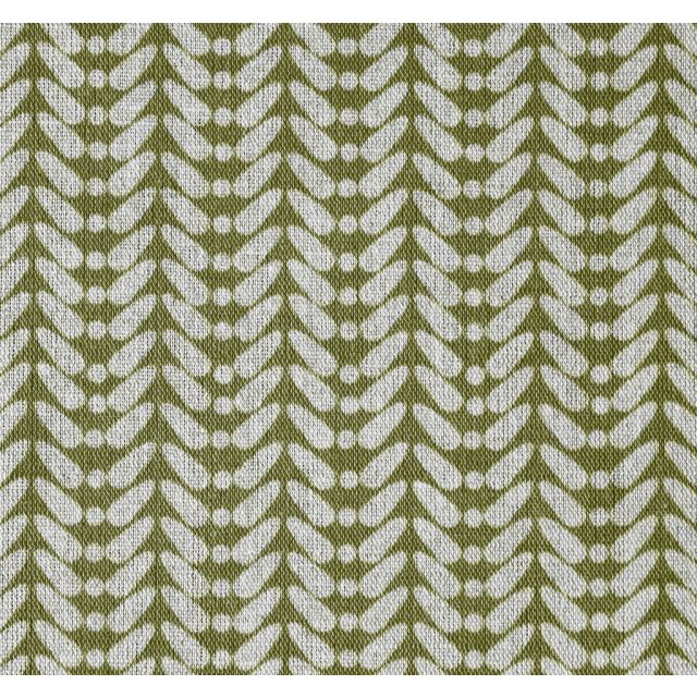 Hirlev-INV Khaki - Natural curtain fabric, Green contemporary print