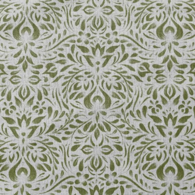 Jasmi Khaki - Curtain fabric with Green abstract print