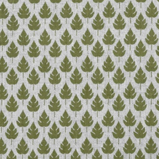 Kira-Nat Khaki - Curtain fabric with Green botanical print