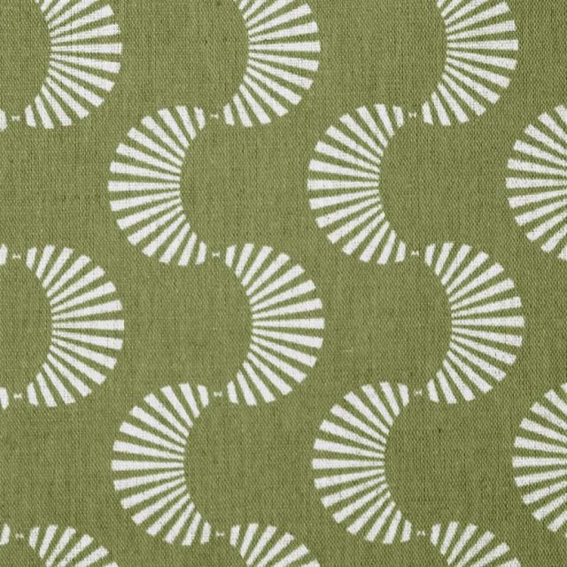 Naja Khaki - Curtain fabric with Green abstract print