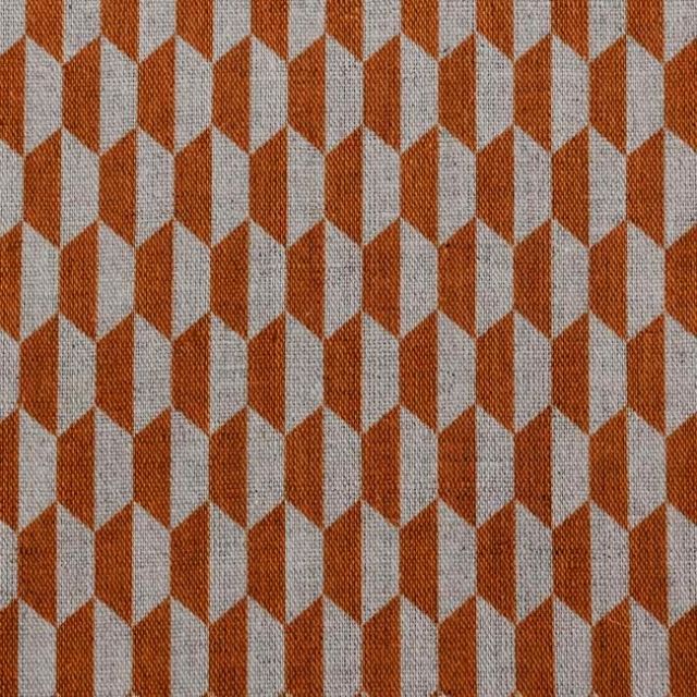 Lana Burnt Orange- Fabric for curtains, Orange Print