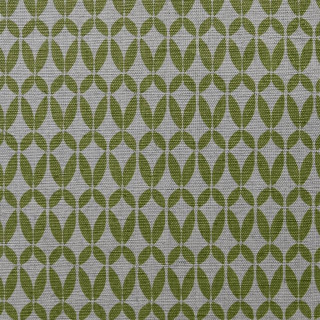 Siruna Leaf - Natural curtain fabric, Green contemporary print