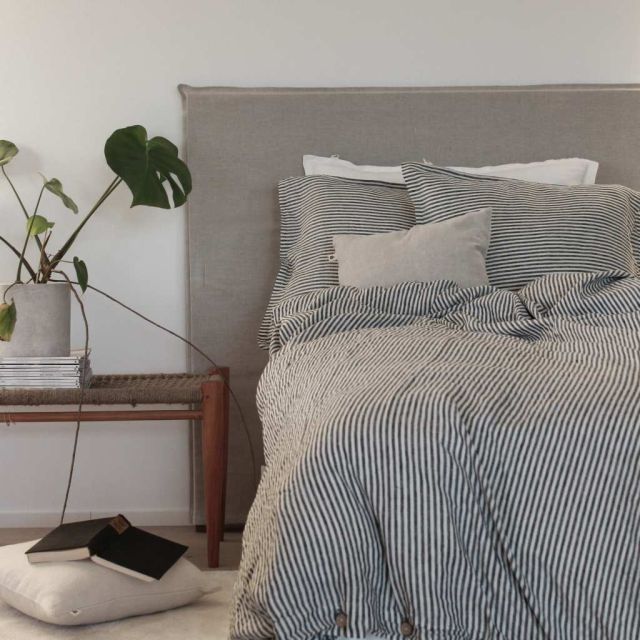 Linen Pillowcase 50x75 cm, Charcoal Stripe