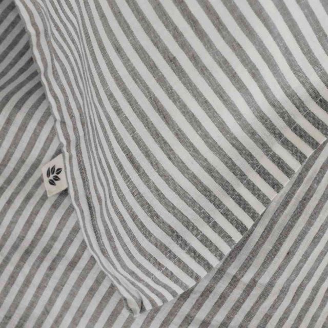 Linen Duvet Cover Single, Grey Stripe