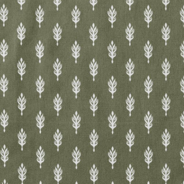 Sariann-INV Moss  - Curtain fabric with Green botanical print